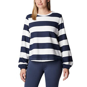 Columbia Women Trek Seasonal Ft Graphic Crew Navy Size XS